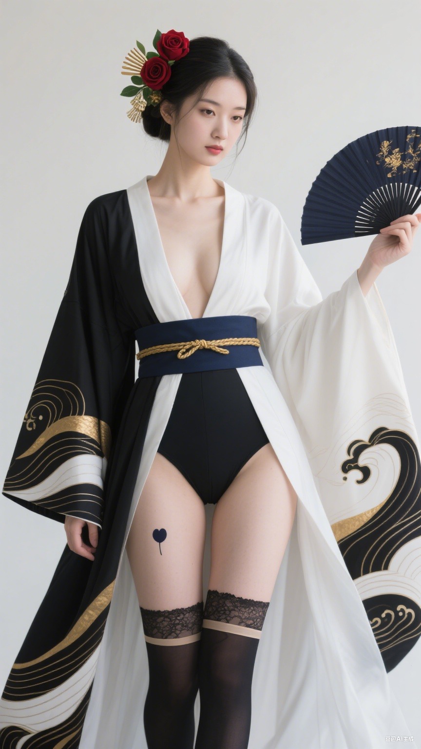 黑白日式長袍