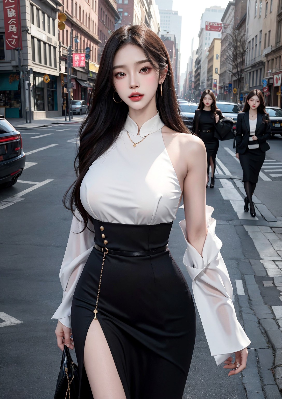 紐約街頭的時尚女孩