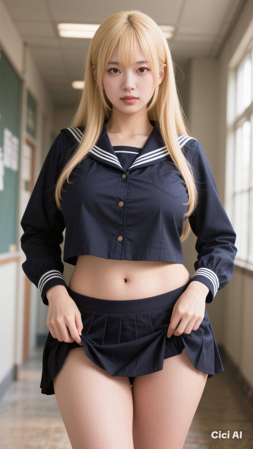 Sexy pretty student showing off her thick thighs