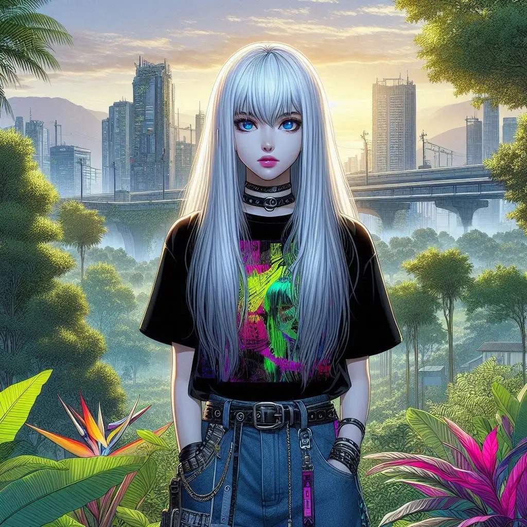 Punk Girl in the Jungle of the Future