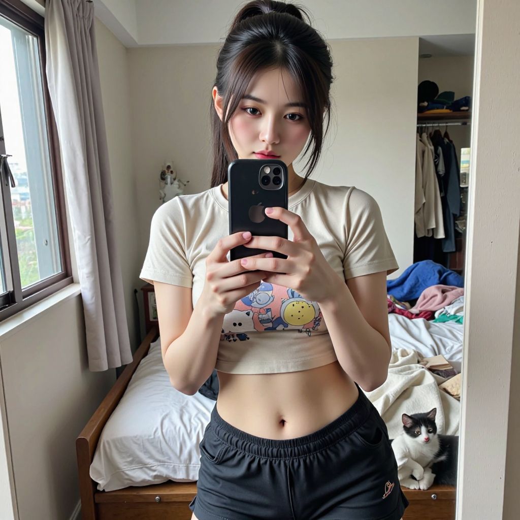 妹子在自己的房間自拍