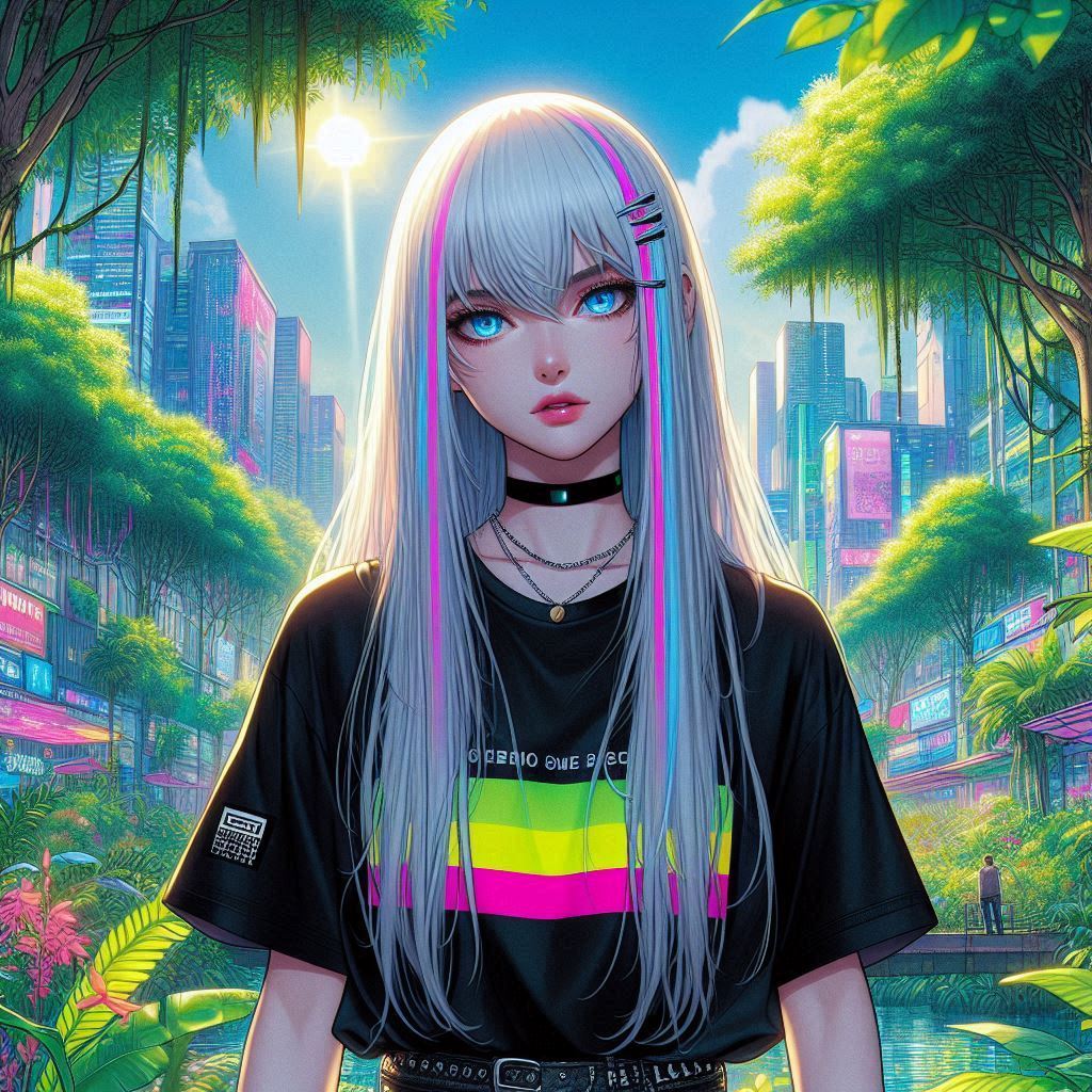 未來叢林中的龐克少女
