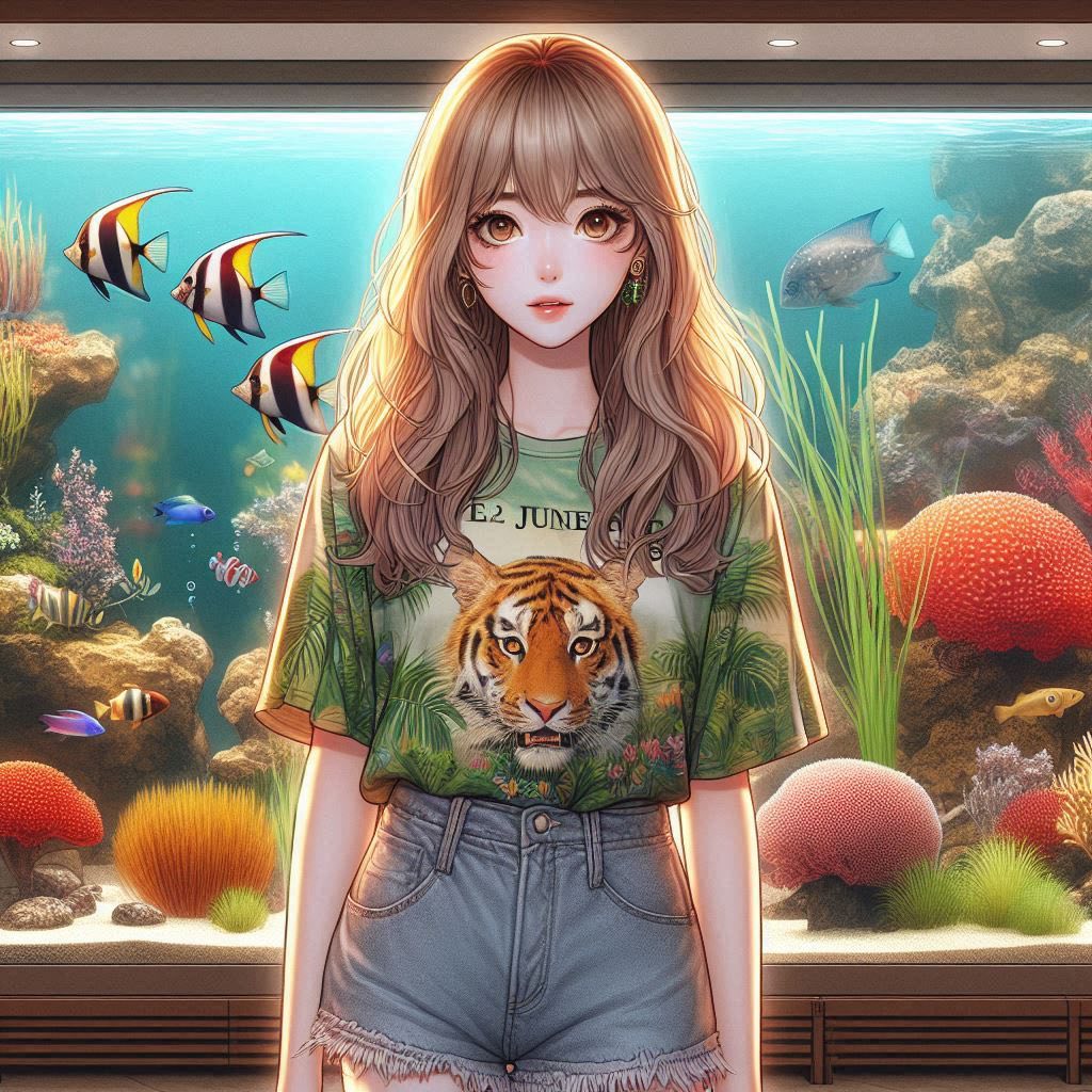 水族館前的少女