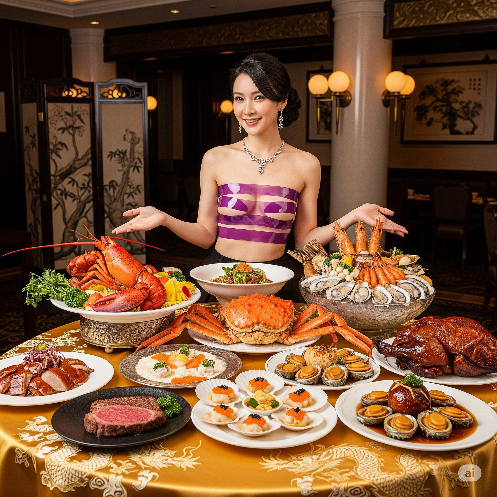 A special restaurant. A special waitress introduces the dishes in person