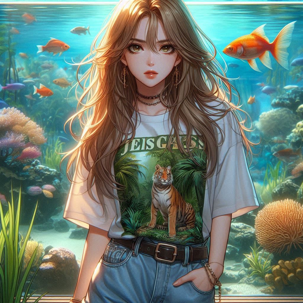 水族館前的少女
