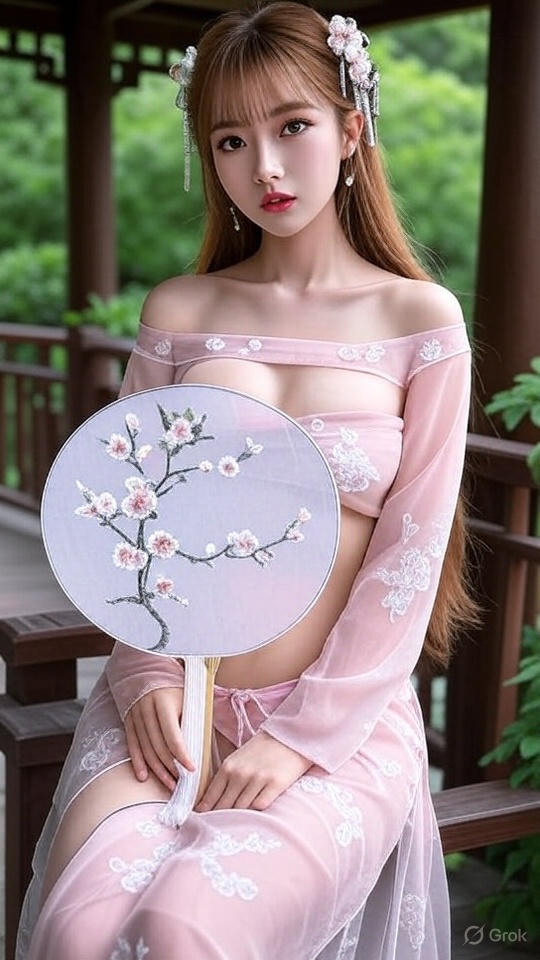 極淺粉紅色古風漢服