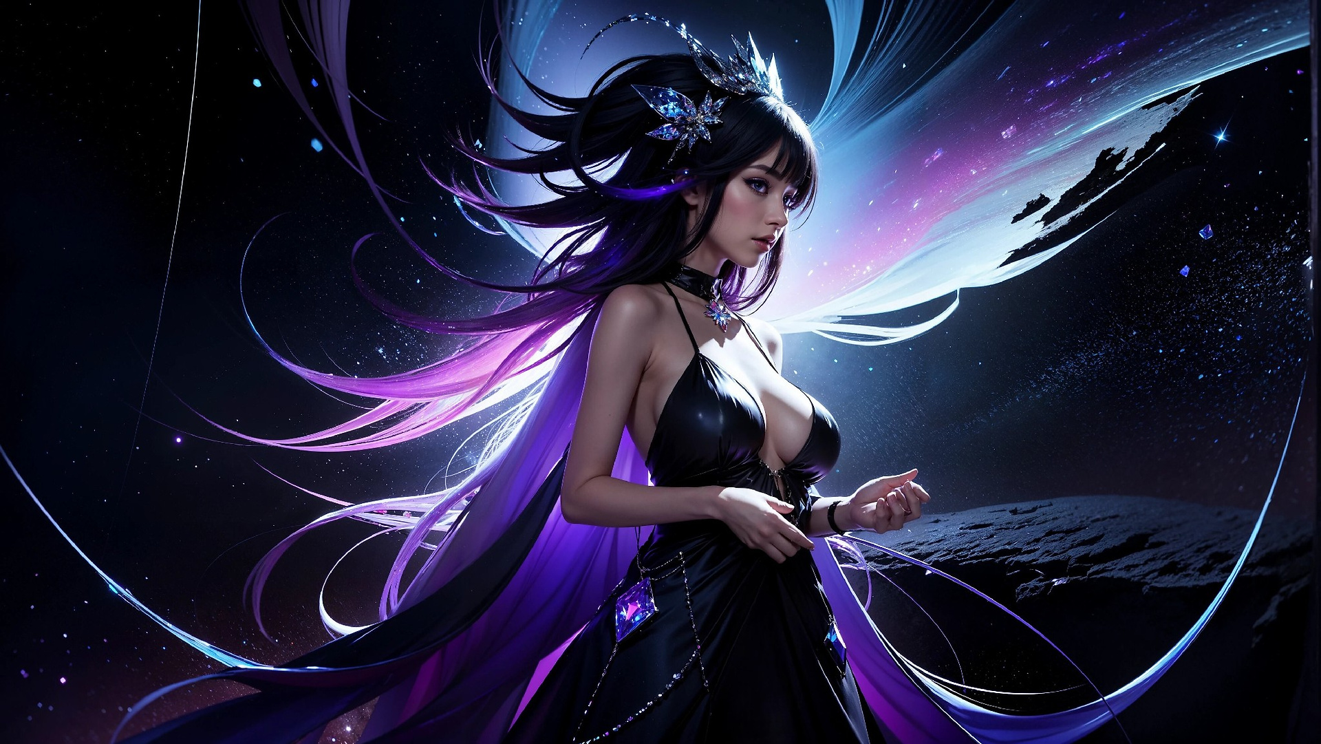 Vibrant Cosmic Princess Fashion