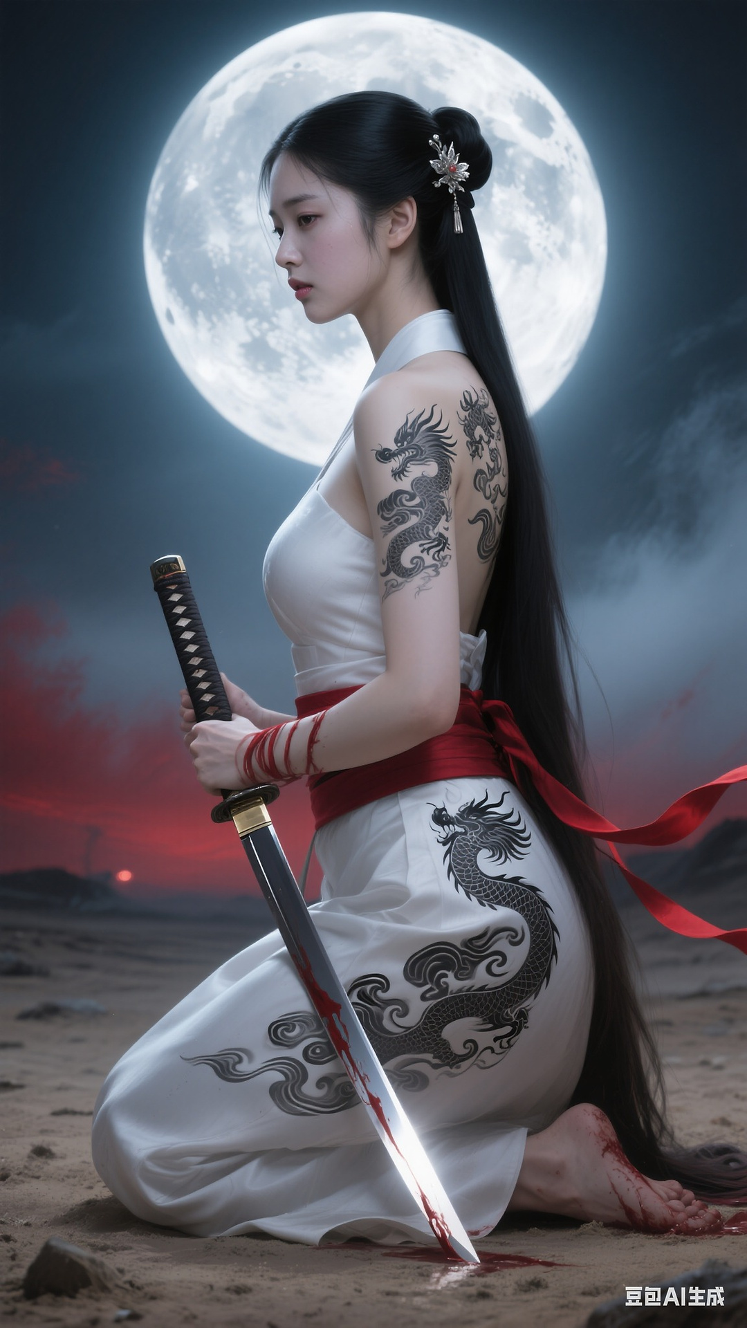 Black Grey Dragon Tattoo