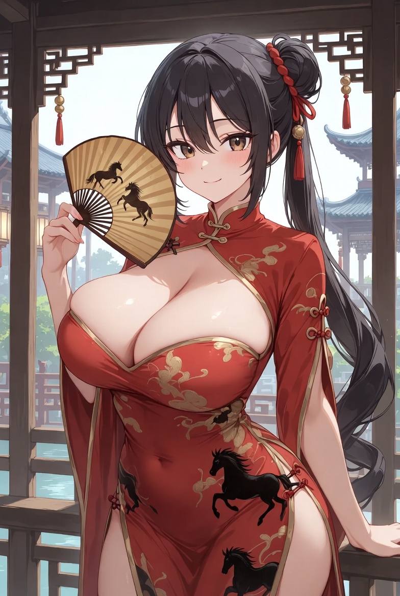 Sister Fire Red Cheongsam Celebrating the Year of the Horse