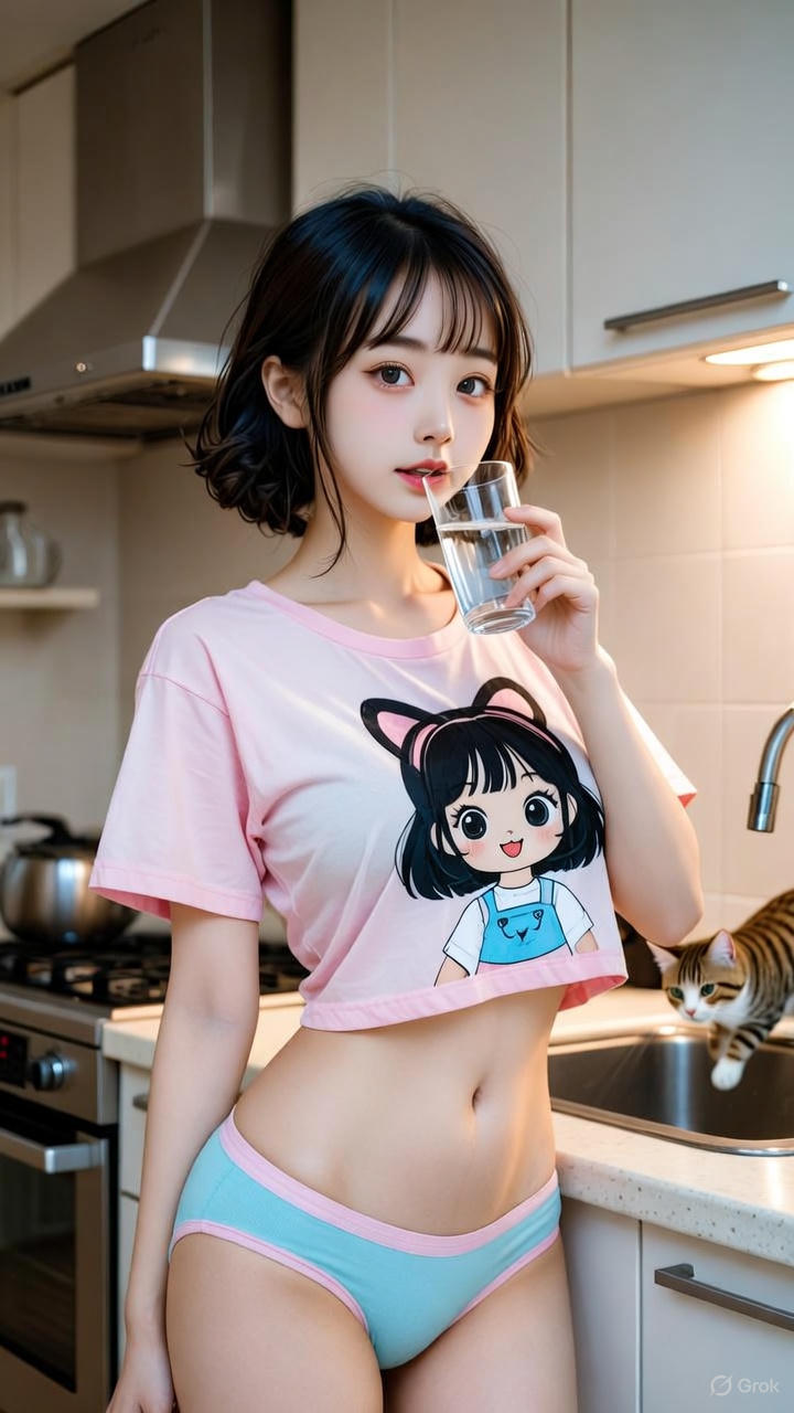 Cartoon Exposed Navel T-Shirt