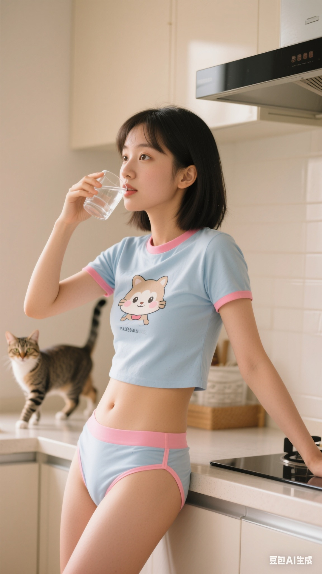 Cartoon Exposed Navel T-Shirt
