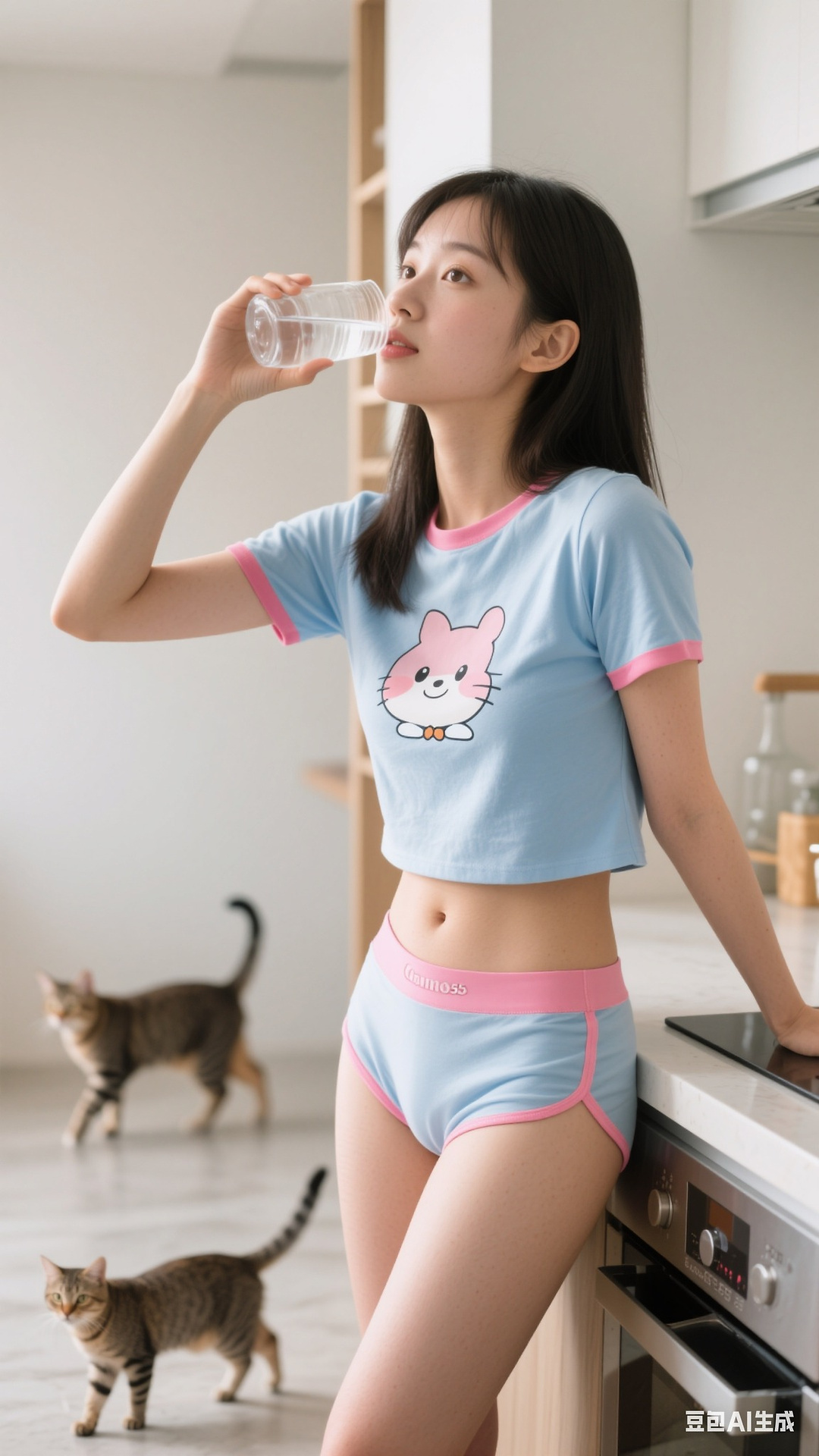 Cartoon Exposed Navel T-Shirt