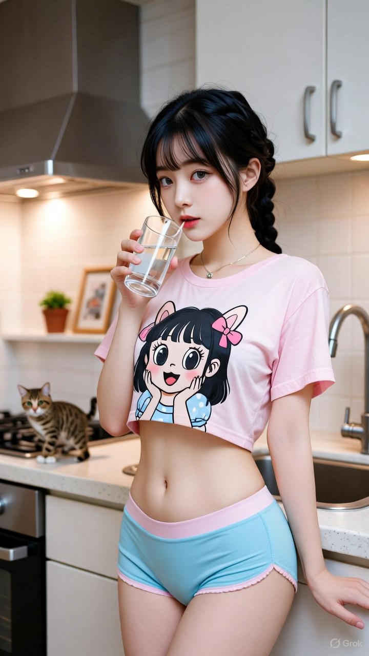 Cartoon Exposed Navel T-Shirt