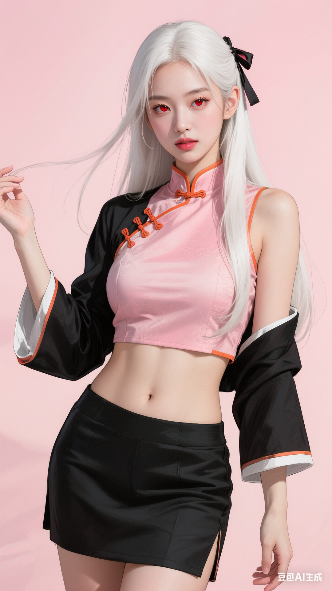 Chinese style open navel top