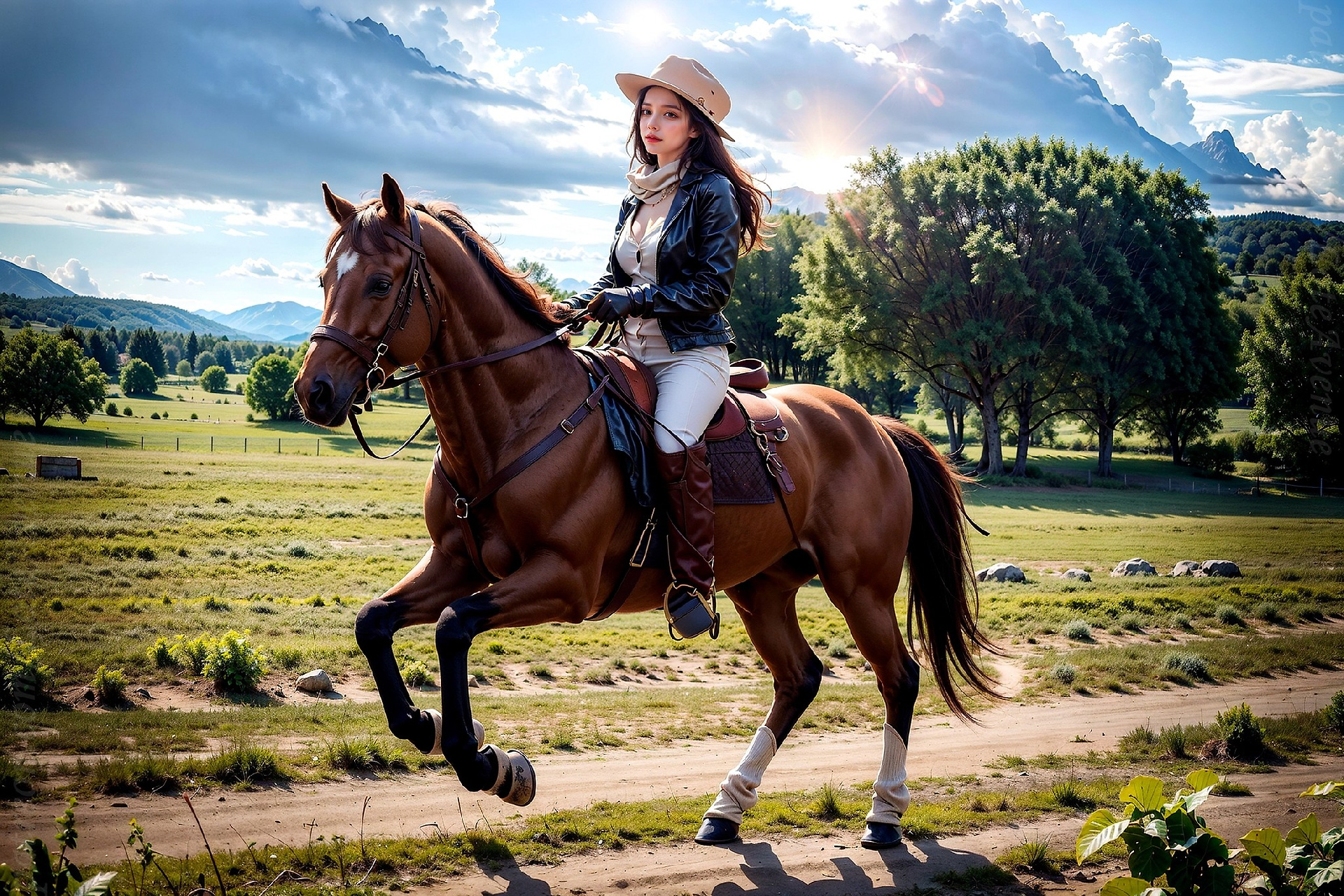 Grey. Horseback riding wallpaper style