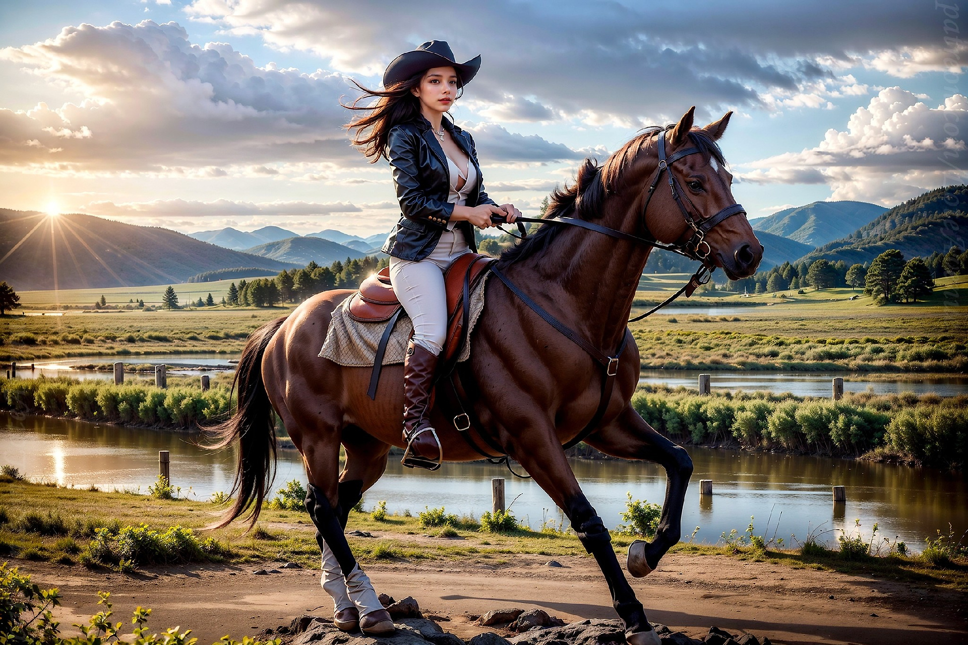 Grey. Horseback riding wallpaper style