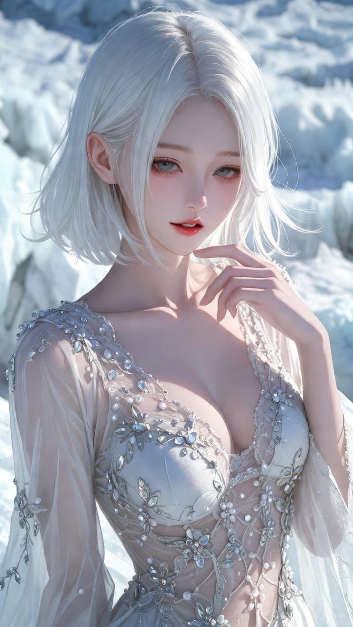 Semi-transparent white tulle dress
