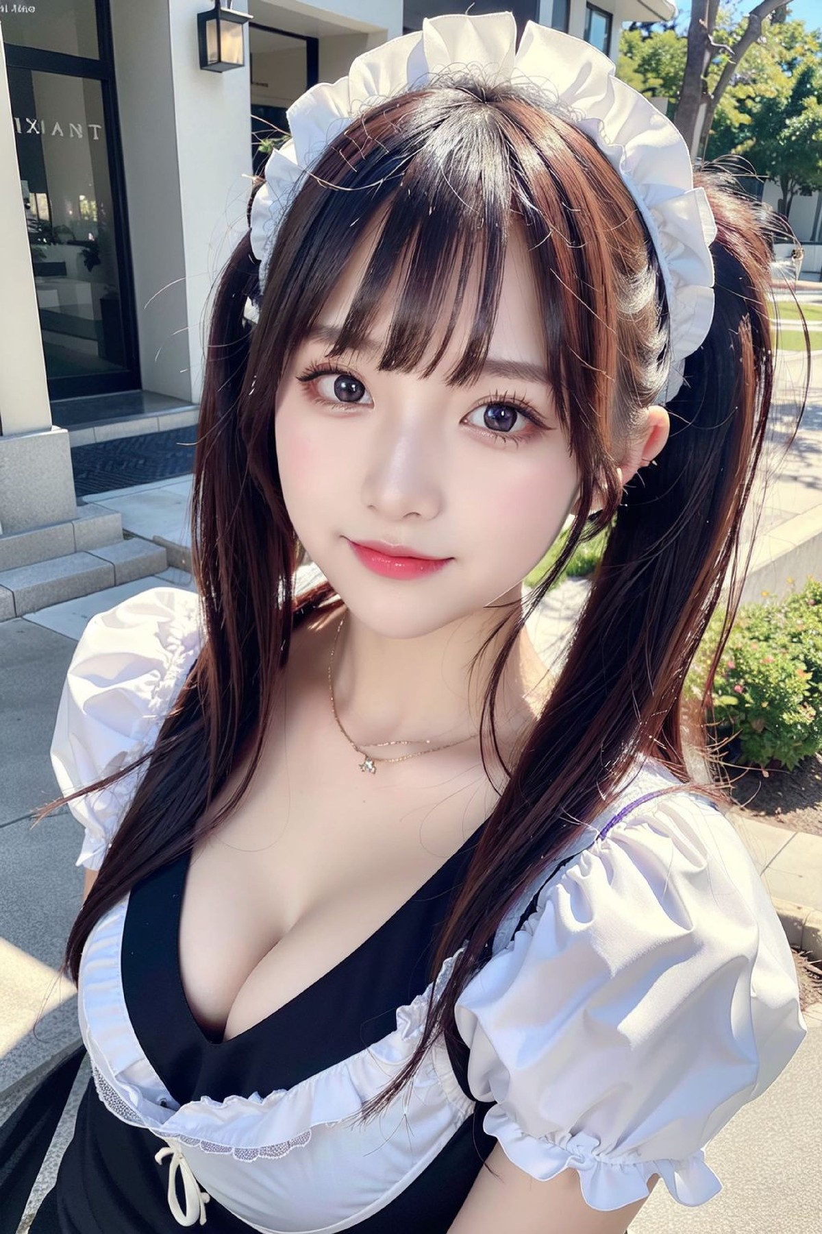 Maid double ponytail kawaii