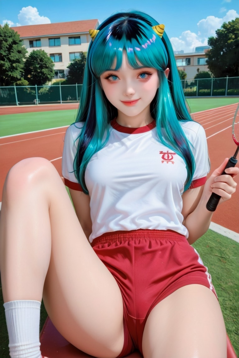 Green Hair Girl Doing Sports