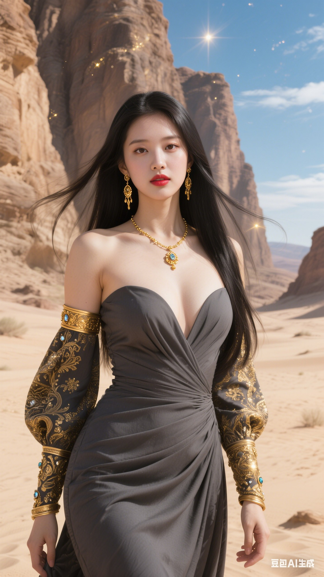 Dark Grey Low Chest Wrap Long Dress