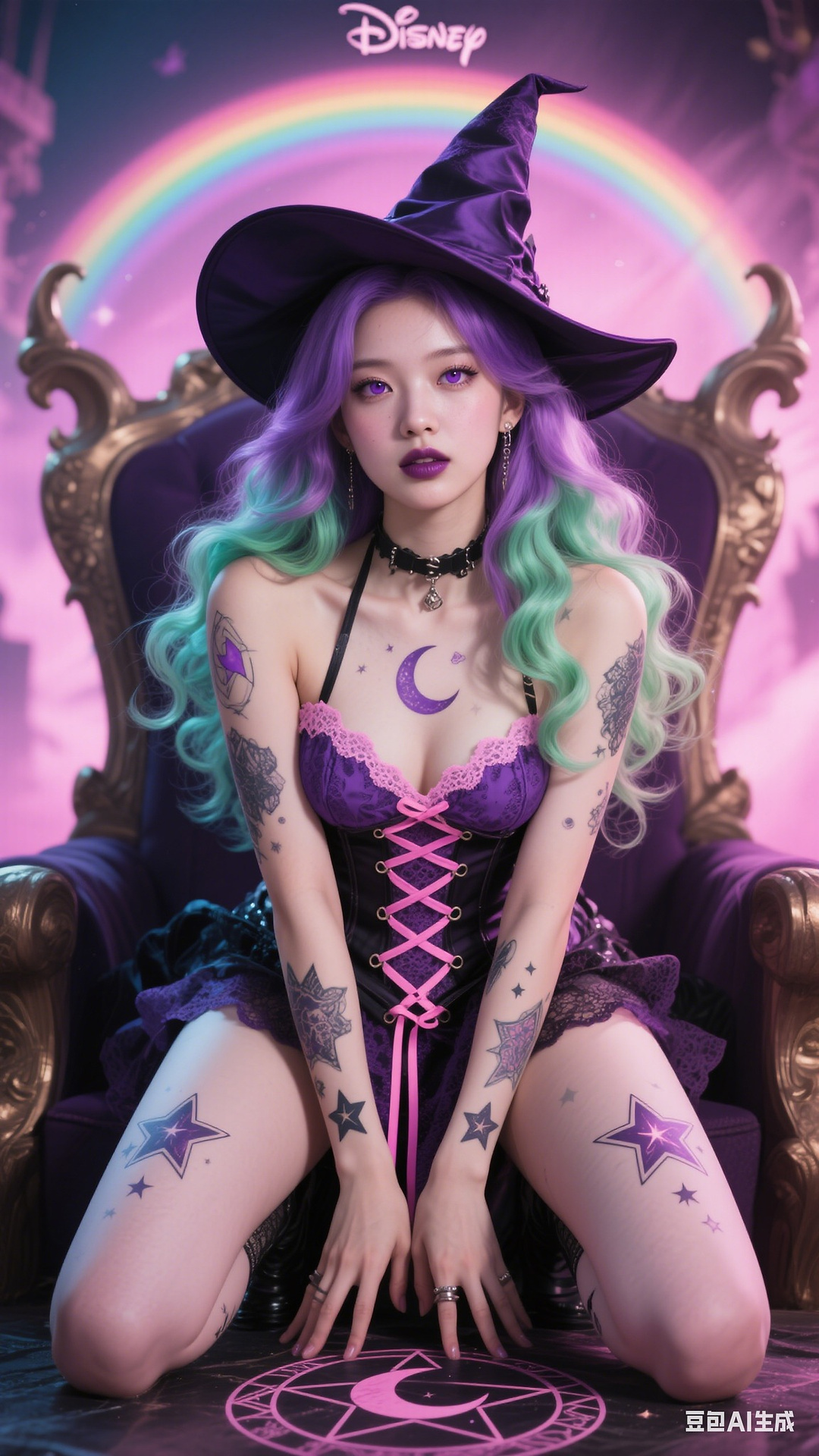 Goth Punk Rainbow Witch