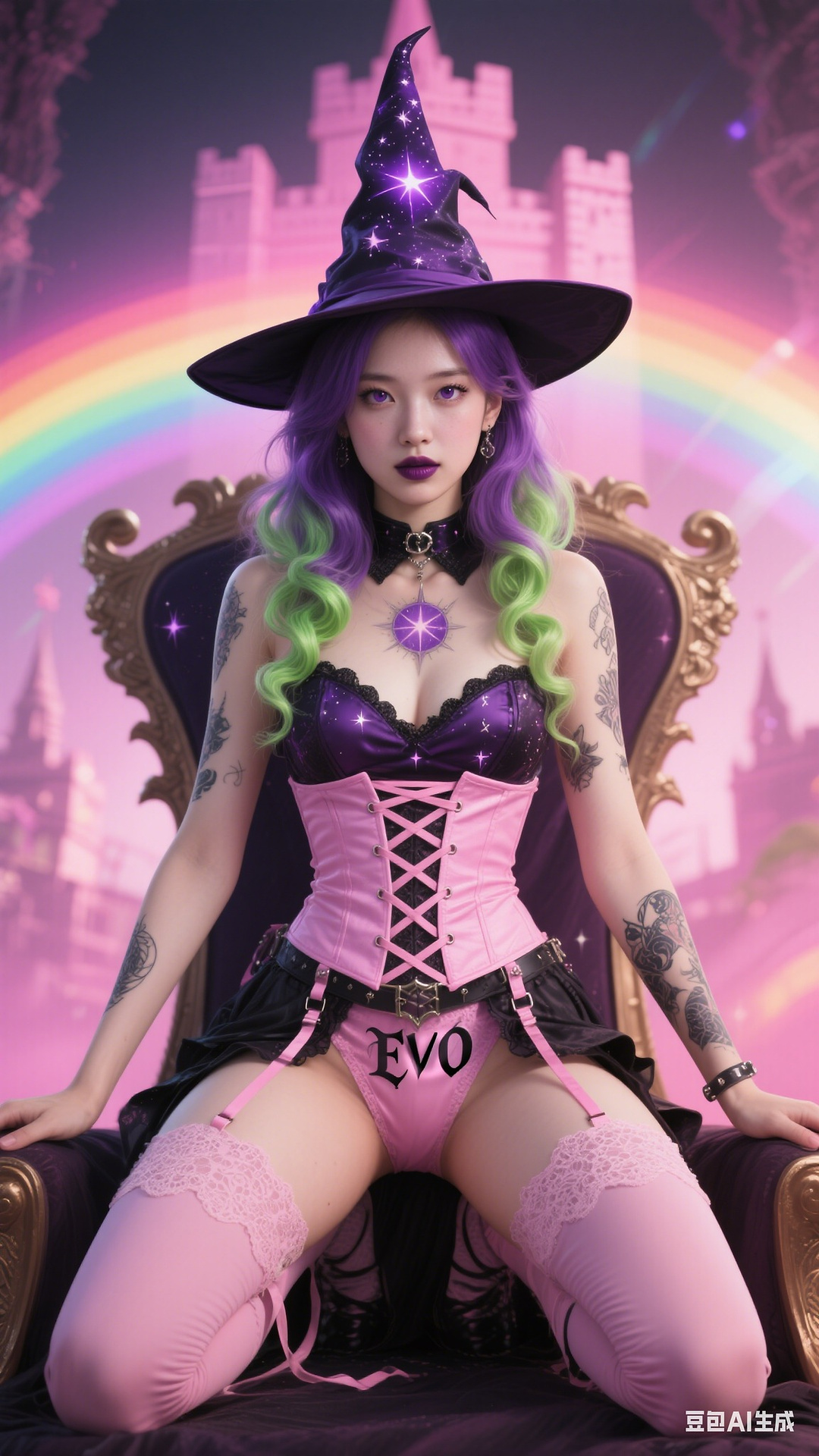 Goth Punk Rainbow Witch