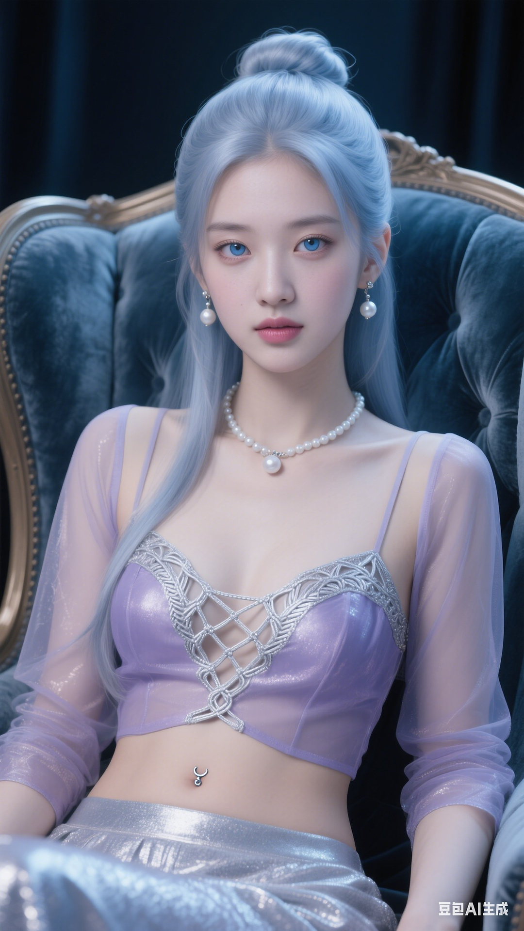 Translucent lavender backless top