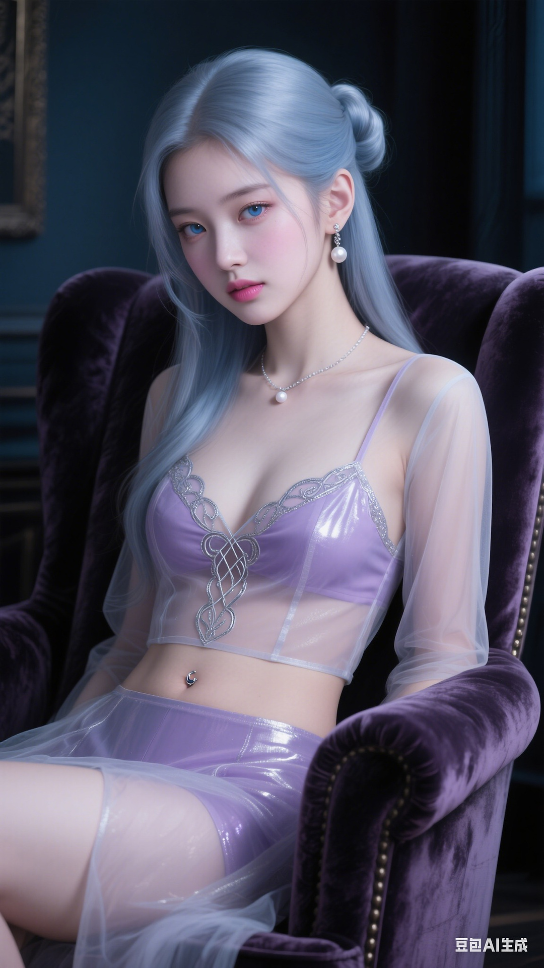 Translucent lavender backless top