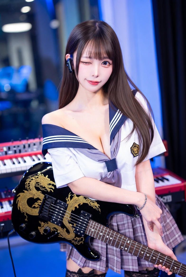 Girl playing a musical instrument