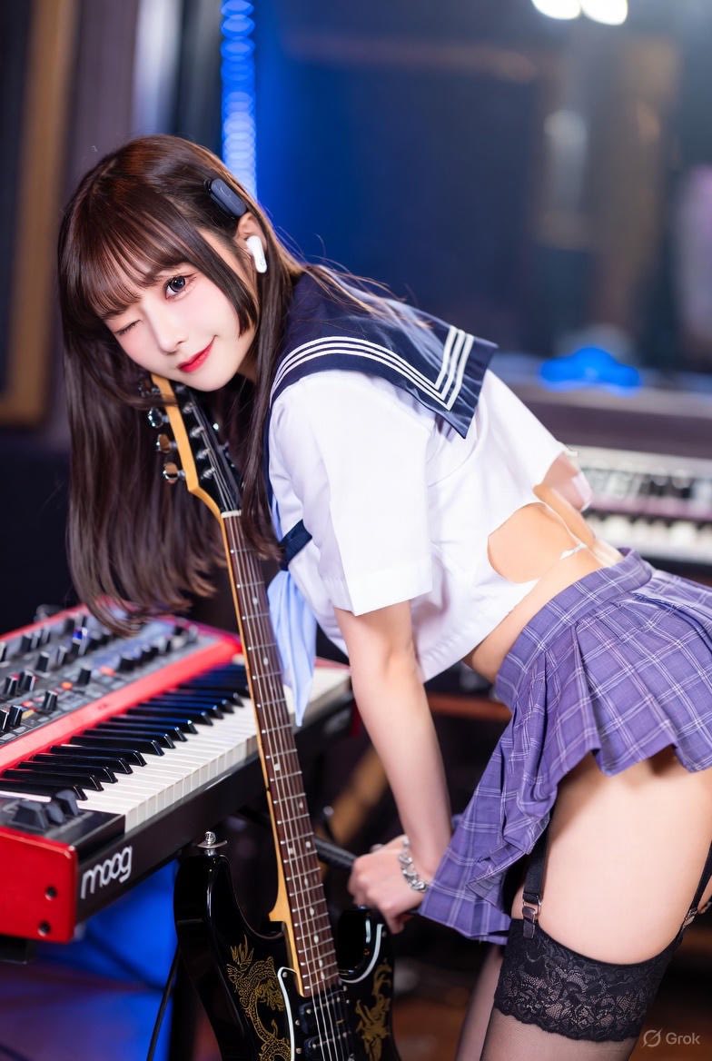 Girl playing a musical instrument