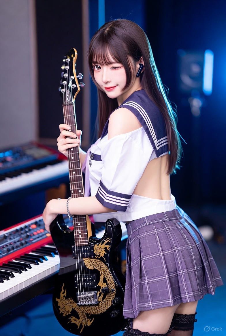 Girl playing a musical instrument