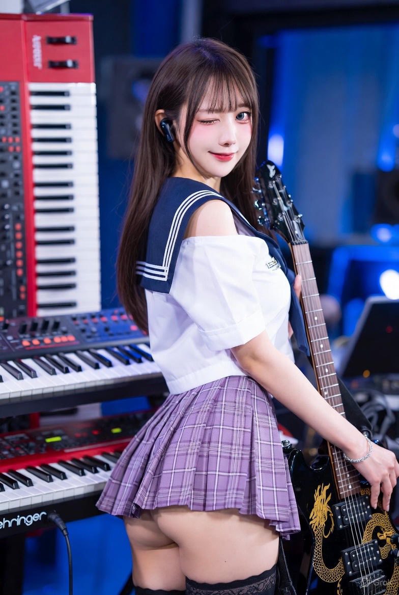 Girl playing a musical instrument