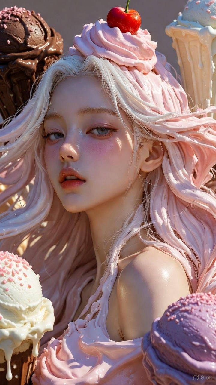 Cream Ice Cream Girl