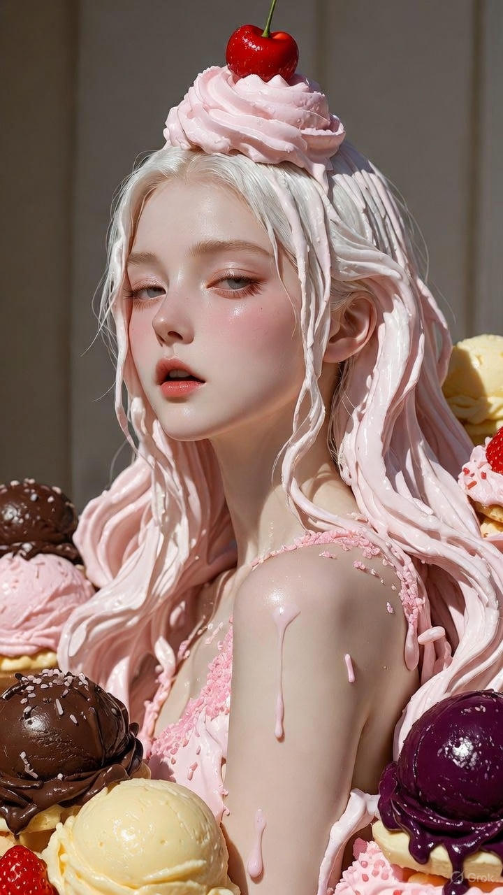 Cream Ice Cream Girl
