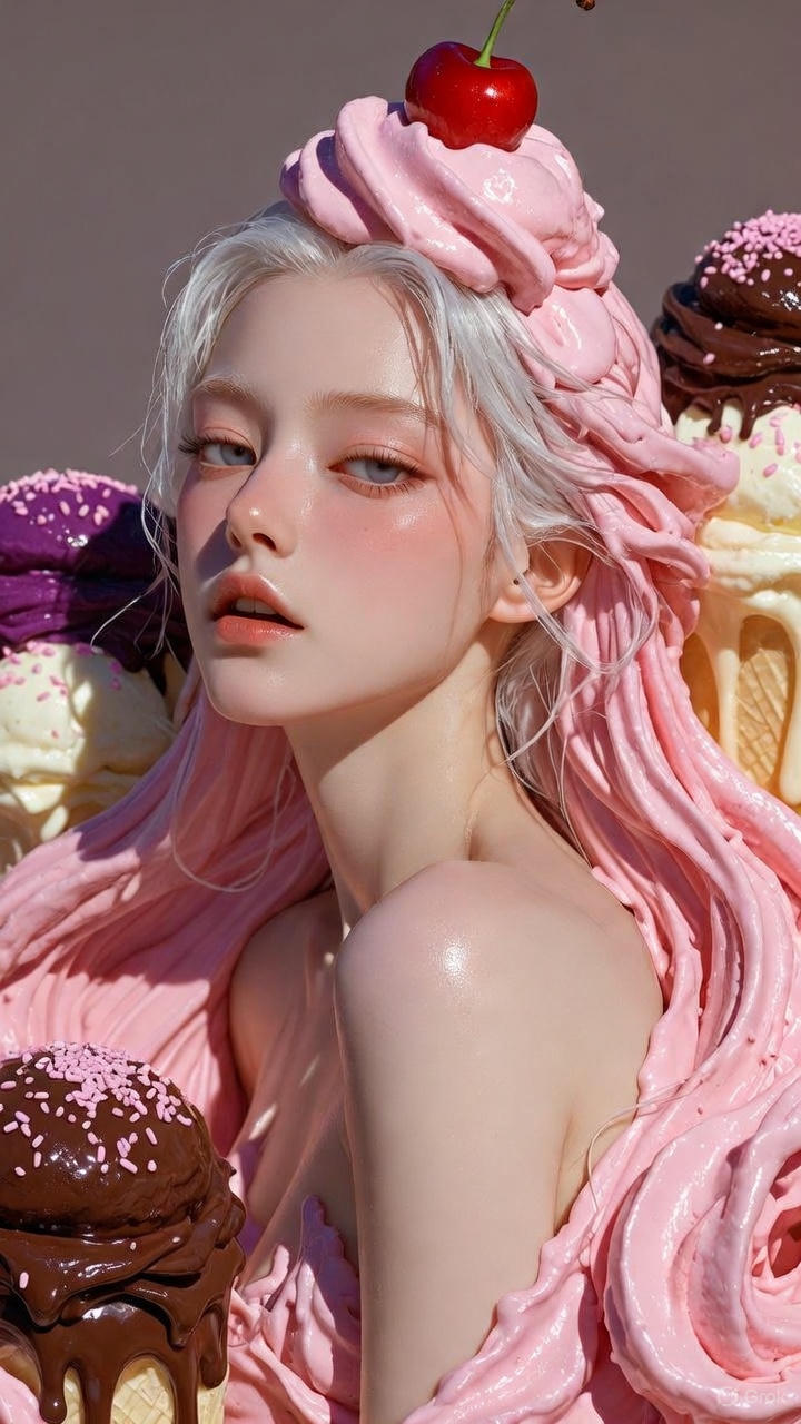 Cream Ice Cream Girl