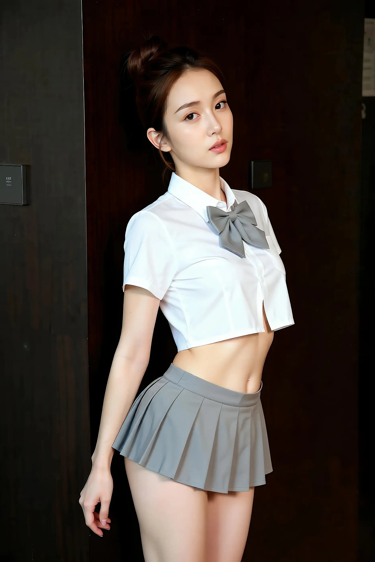 A lemon lemon - grey pleated skirt