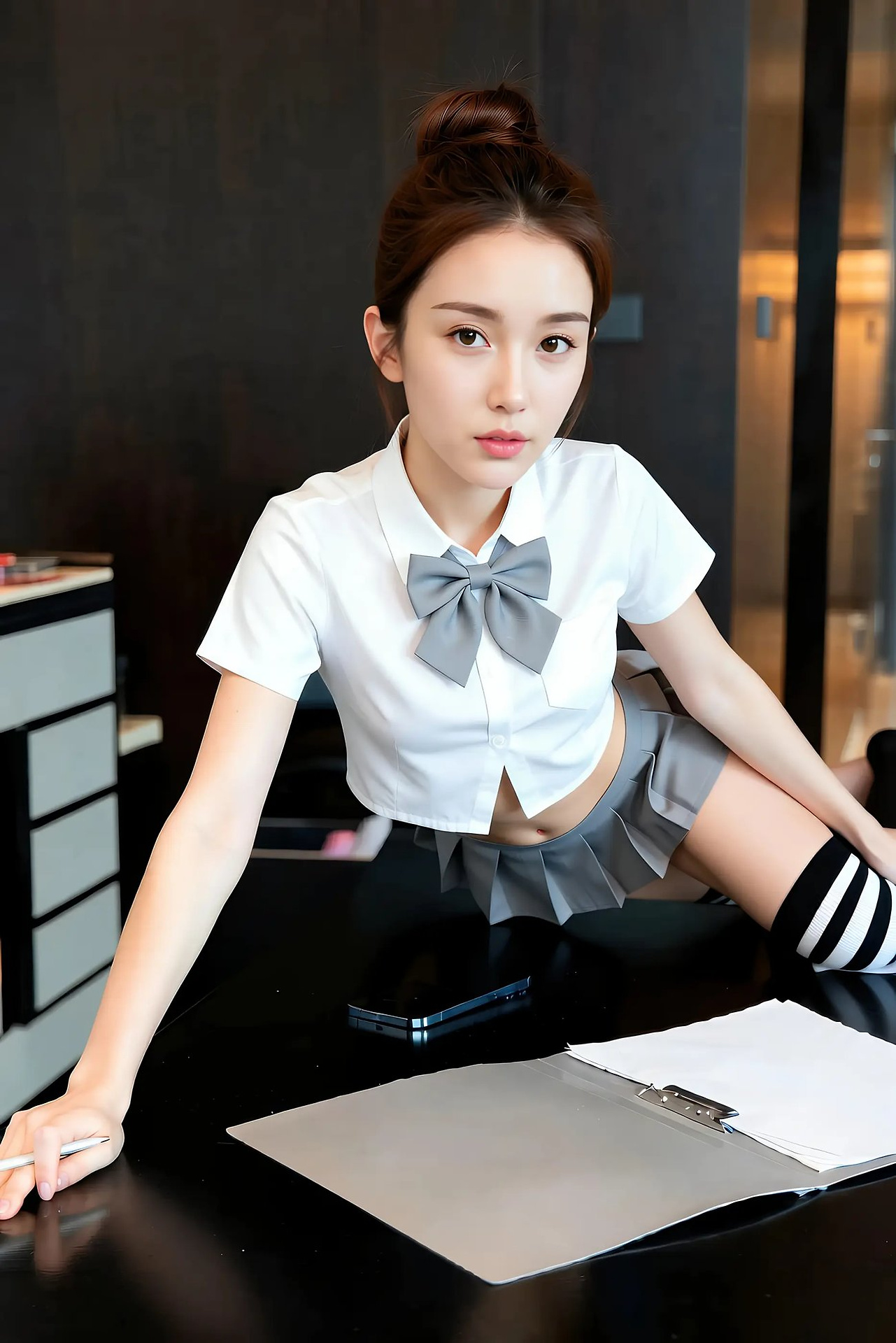 A lemon lemon - grey pleated skirt