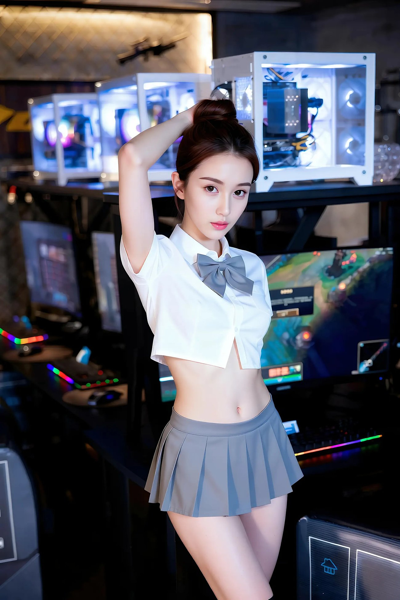 A lemon lemon - grey pleated skirt