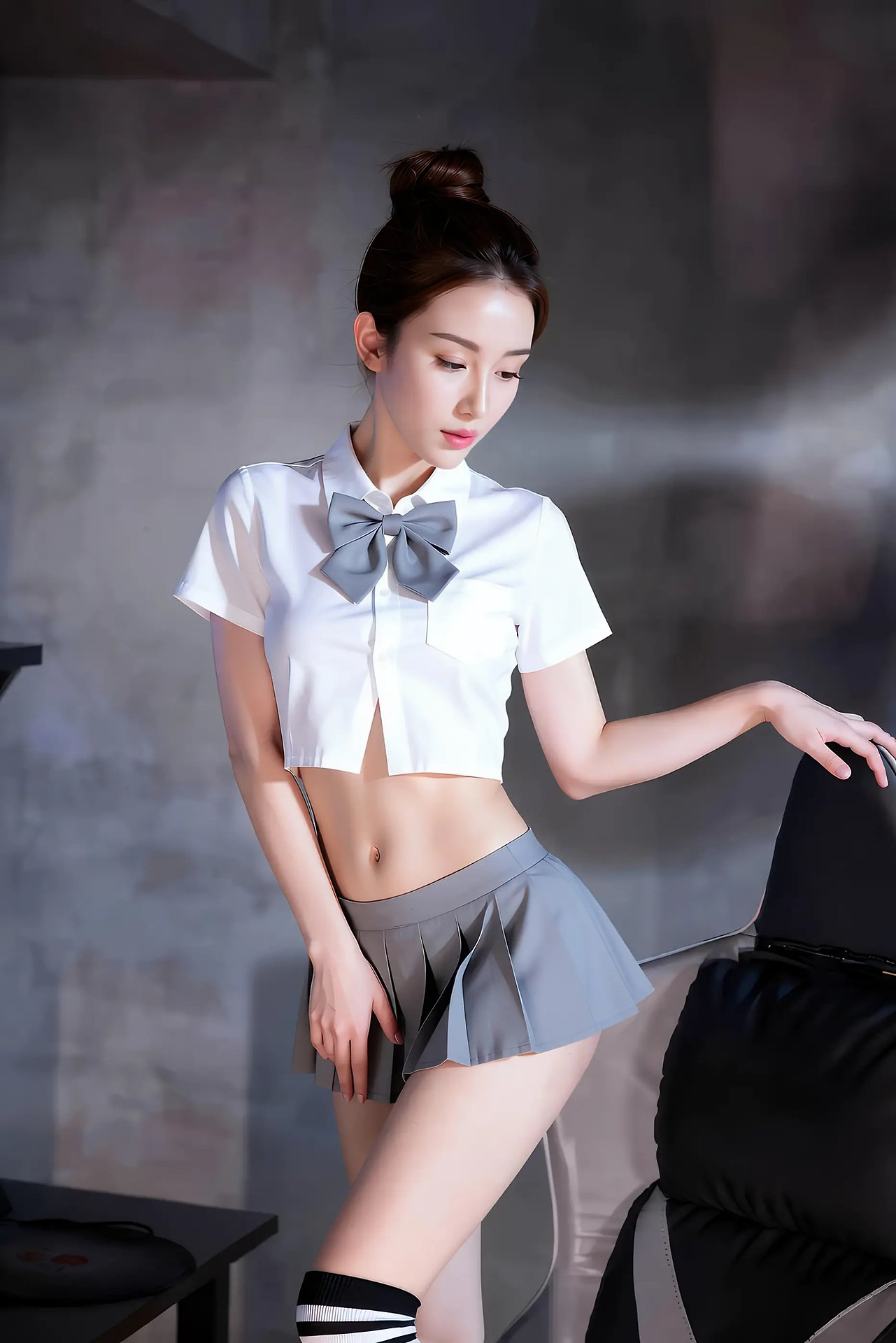 A lemon lemon - grey pleated skirt